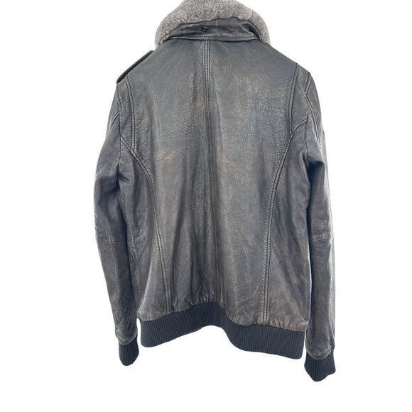 Gipsy Mens Leather Aviator Jacket Sherpa Collar Patches mens large - Picture 2 of 11